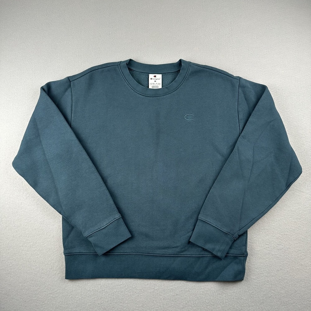 Champion‎ Women's Metallic Teal Crewneck Soft Comfort Fleece Sweatshirt Size M
